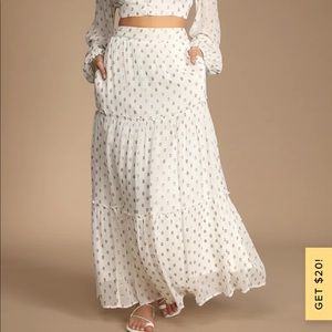 Lulu’s You Dot the Love White and Gold Skirt With Pockets - SKIRT ONLY
